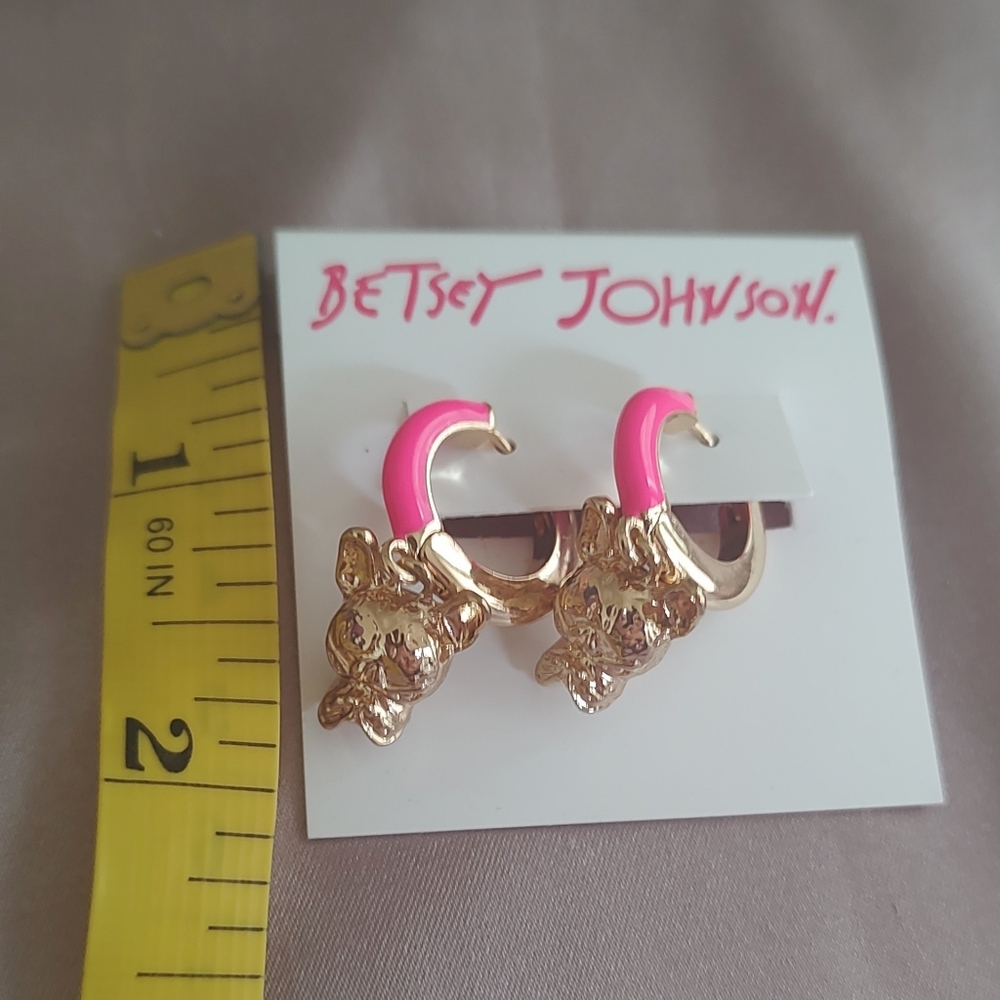 NWT Betsey Johnson Hoops with Frenchie Charms